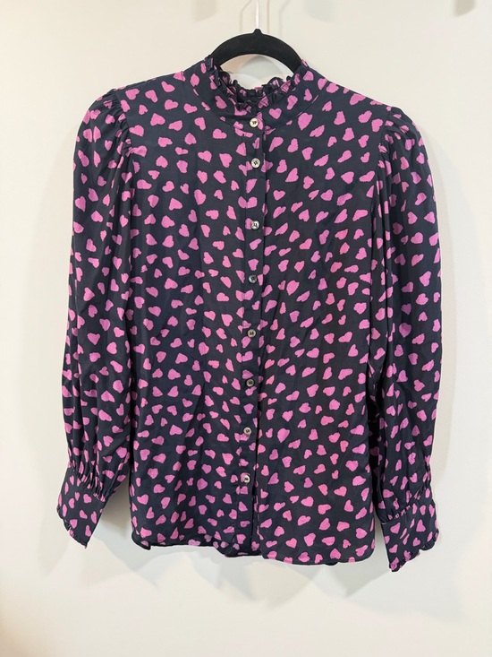 Frnch Paris navy blue heart print blouse